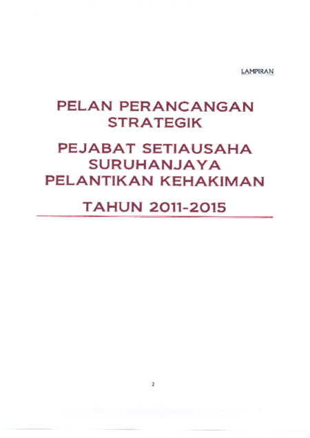 Pelan Perancangan Strategik Pejabat Setiausaha SPK 2011 - 2015