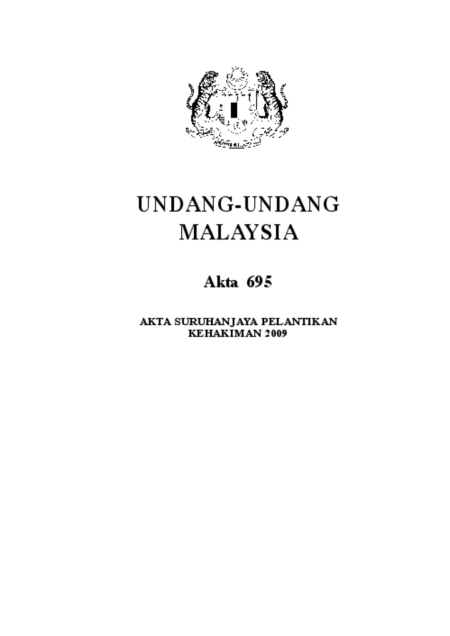 (Akta  695) Suruhanjaya Pelantikan Kehakiman Akta 2009