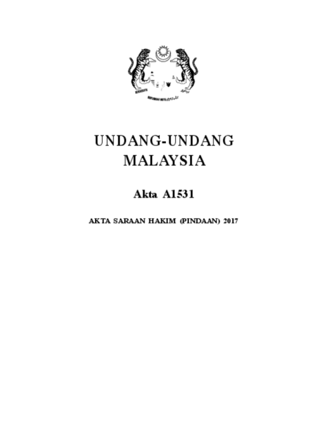 (Akta A1531) Akta Saraan Hakim Pindaan 2017