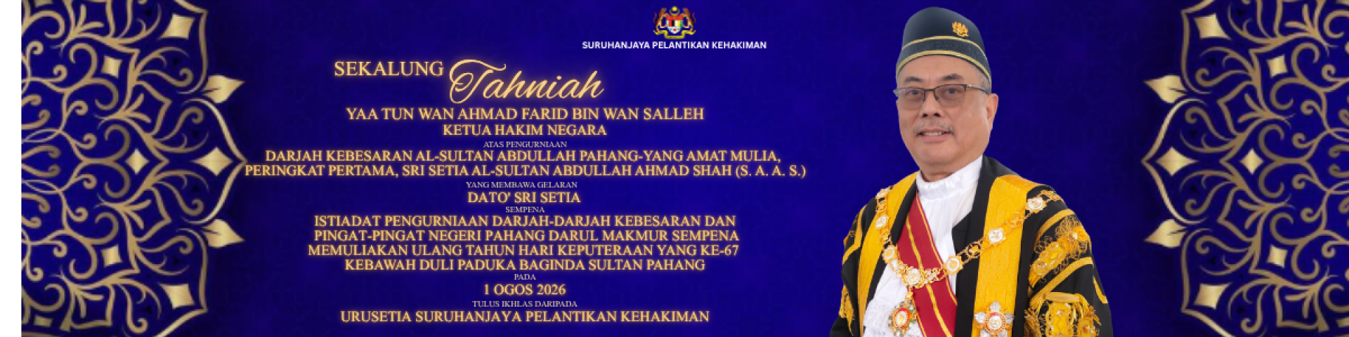 Tahniah  Ketua Hakim Negara