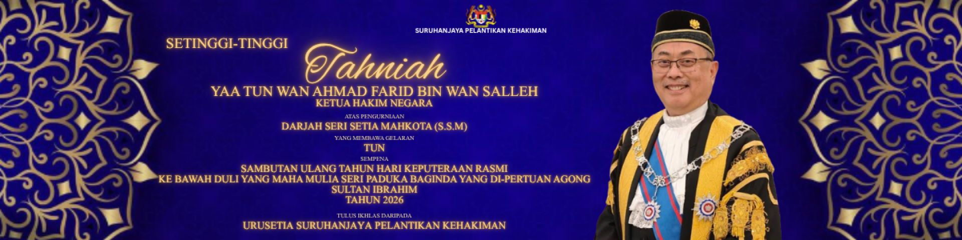 Tahniah  Ketua Hakim Negara