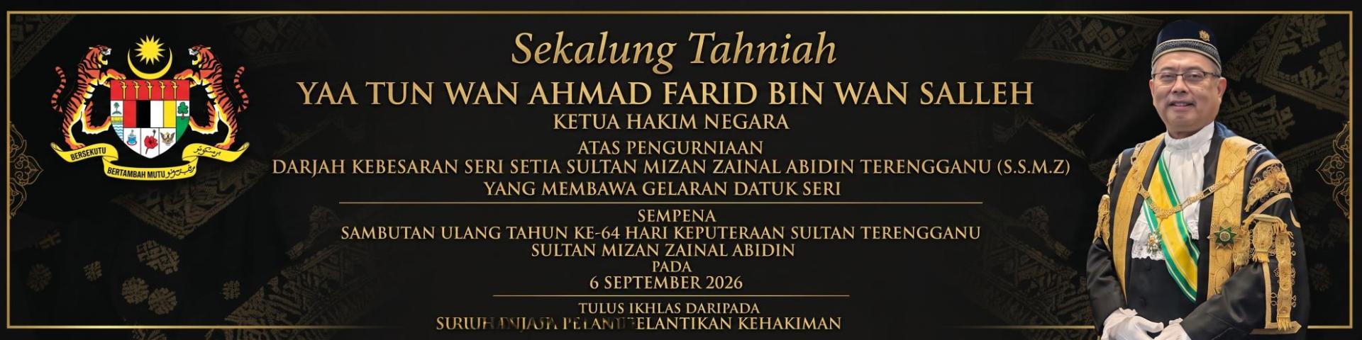 Tahniah  Ketua Hakim Negara
